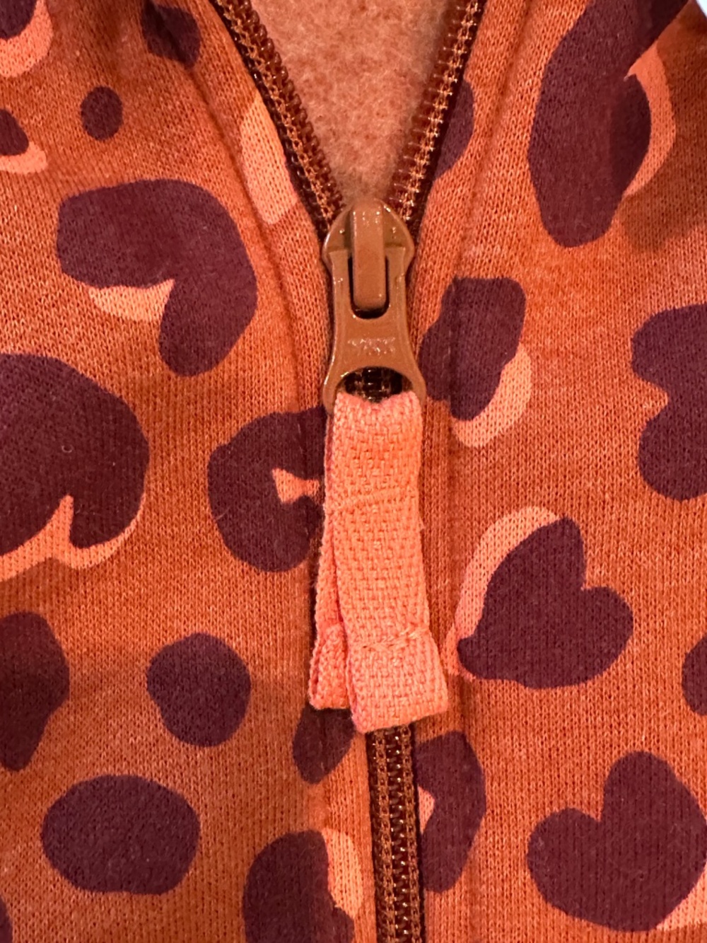 NWT CAT & JACK Orange Leopard Animal Print Fleece Hoodie M